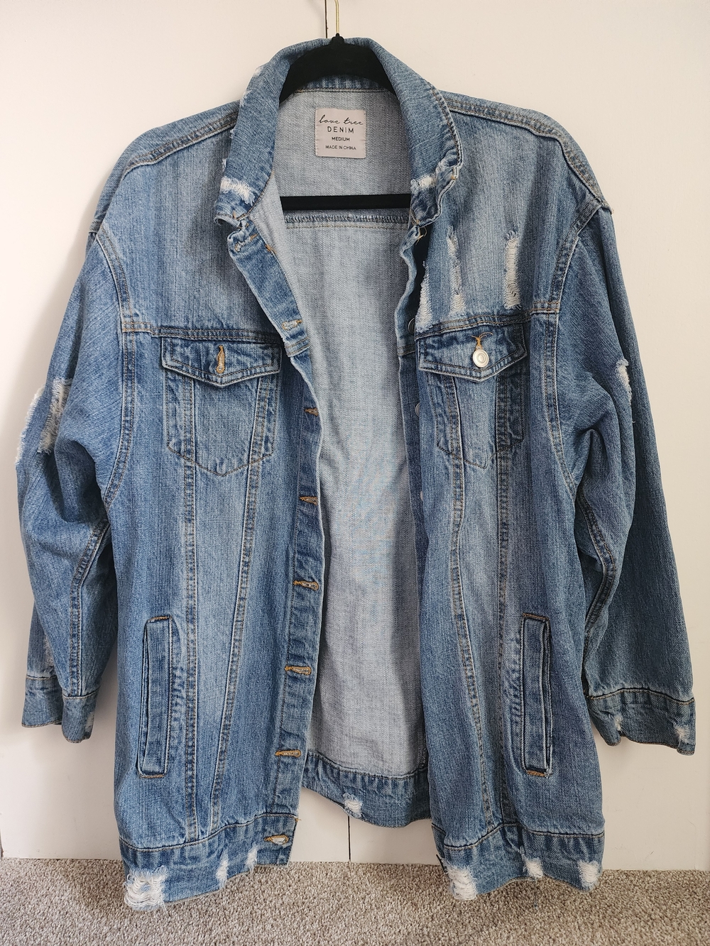 Women's Distressed Blue Denim Jean Jacket